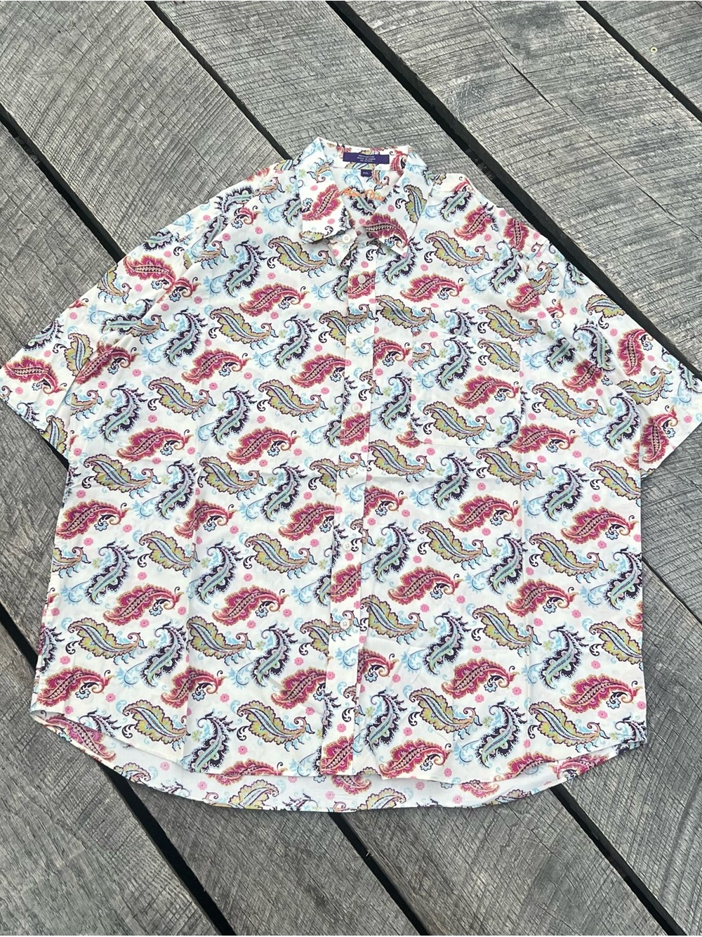 Alan Flusser Paisley Short Sleeve Button Down Shirt